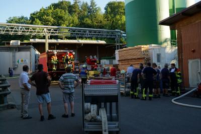Grossuebung der Feuerwehr  Ehningen im Holzwerk  Keck in Ehningen 